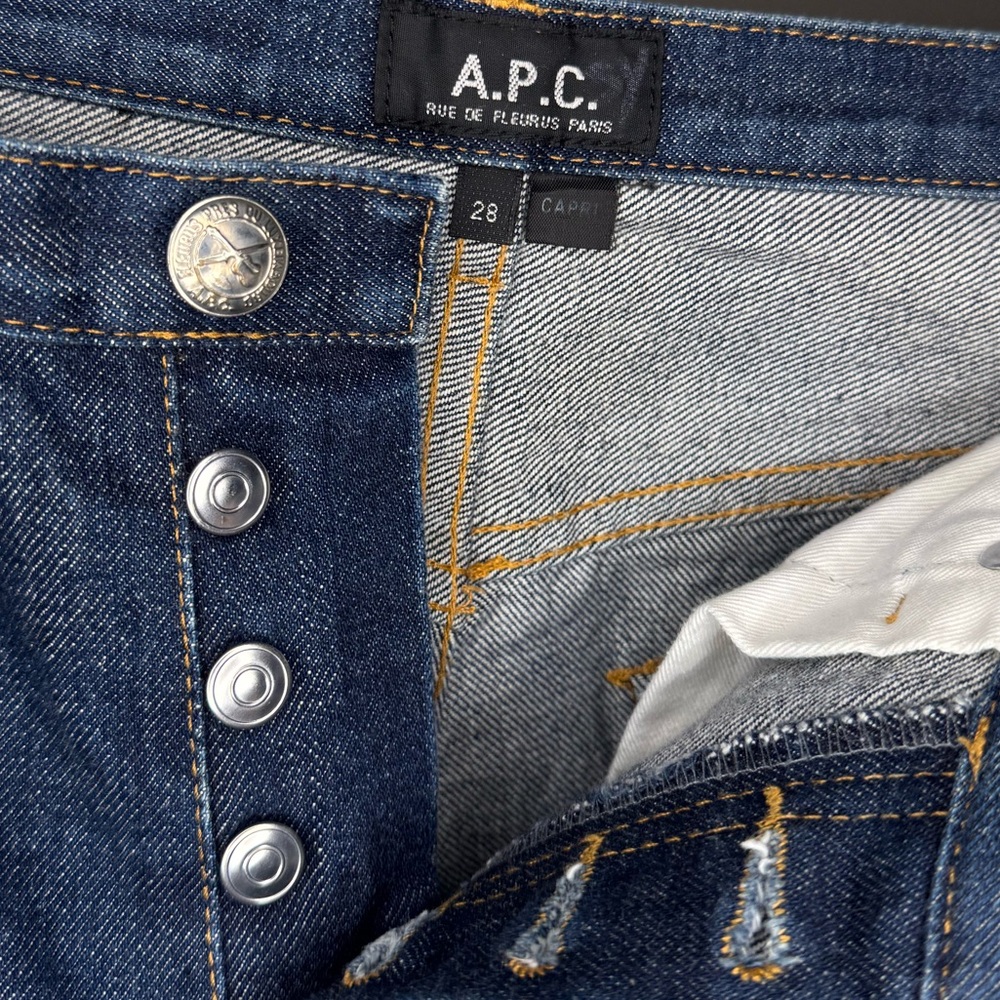 A.P.C. Denim Capri Blue Jeans Rue De Fleurus Paris Selvedge Size 28 EUC